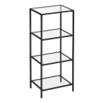 Badkamer Plank, Keuken Plank, Vloerplank, Hal Plank, Plant Plank Met 4 Planken Gemaakt Van Gehard Glas, Eenvoudig Te Monteren, Woonkamer, Slaapkamer, Kantoor, Zwart