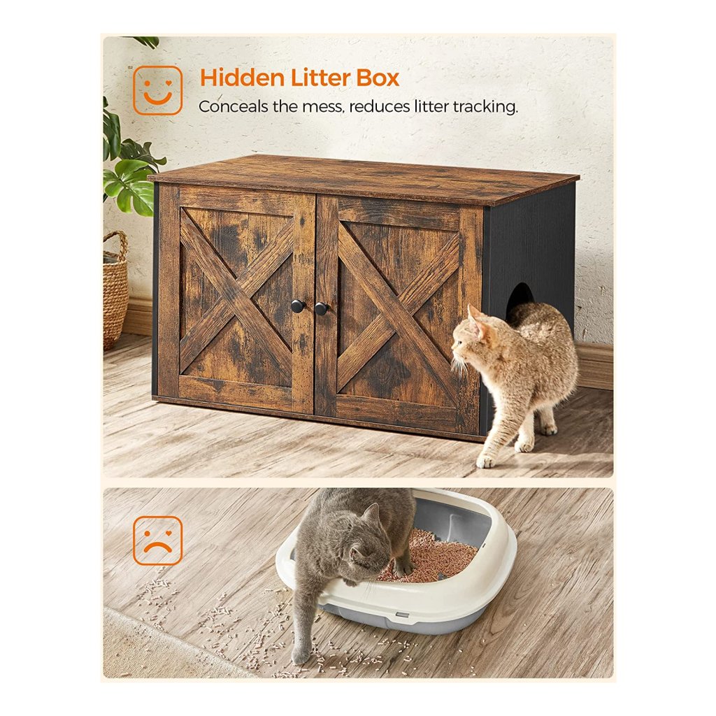 Kattenhuis met Deuren, Kattenbak kast, Vintage Bruin