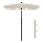 Balkonparasol, Rechthoekige Tuinparasol, 180 X 125 Cm, Uv-Bescherming Tot Upf 50+, Opvouwbaar, Parasolstof Met Pa-Coating Voor Tuin, Terras, Zonder Standaard, Beige