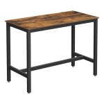 Bartafel, Stabiele Bartafel, Tafel Voor Cocktails, Keukentafel, 120 X 60 X 90 Cm, Metaal, Eenvoudige Montage, Ä°ndustrieel Ontwerp, Vintage Bruin-Zwart