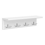 Wandgarderobe, Ganggarderobe, Met 4 Dubbele Haken, Met Plank, Garderobehaken, Voor Badkamer, Woonkamer, Keuken, Wit
