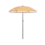 Parasol Voor Strand, Tuinscherm, Uv-Bescherming Tot Upf 50+, Knikbaar, Draagbaar, Parasolribben Van Glasvezel, Oranje Strepen