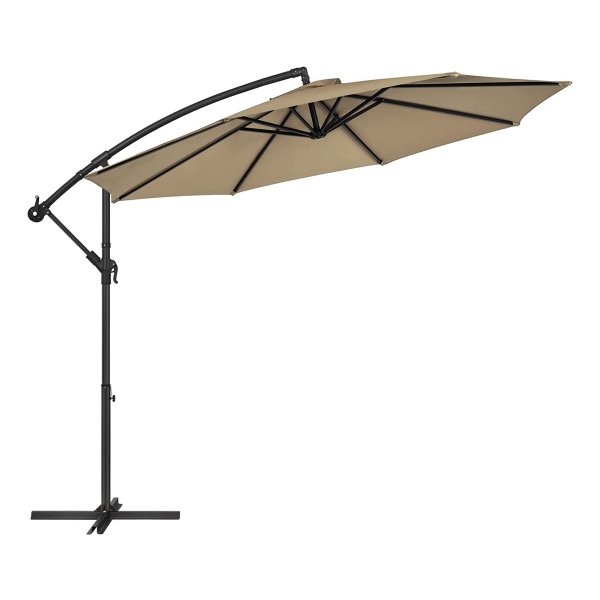 Parasol, Verkeerslichtparasol Ø 3 M, Met Zwengel Om Te Openen En Te Sluiten, Bescherming Tegen De Zon, Tuinparasol, Uv-Bescherming Tot Upf 50+, Voor Tuin, Terras, Taupe