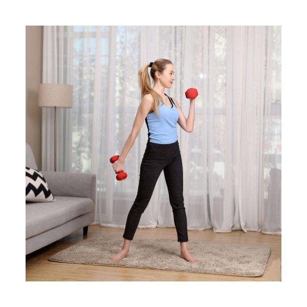 dumbbell set, gym, hexagon, krachttraining voor dames, matte afwerking, met dumbbell stand, neopreen coating, SYL66RD, thuis