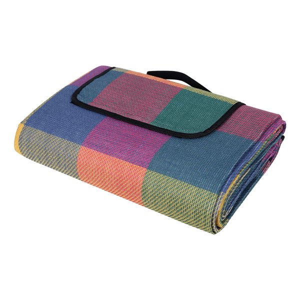 Waterdichte Picknickdeken, Stranddeken Met Handvat, 195 X 150 Cm, Rood-Groen-Oranje