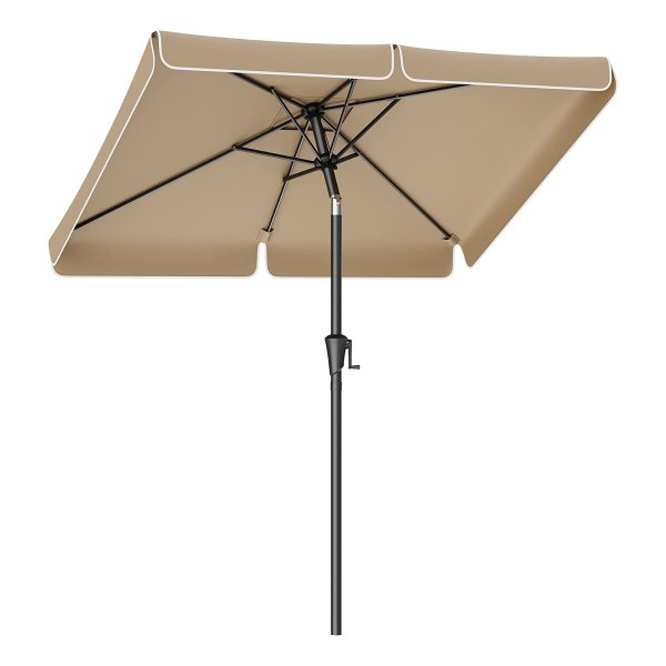 Parasol 200 X 150 Cm, Rechthoekige Balkonscherm, Zonwering Upf 50+, Aan Beide Zijden 30° Knikbaar, Voor Tuin, Terras, Zonder Standaard, Taupe