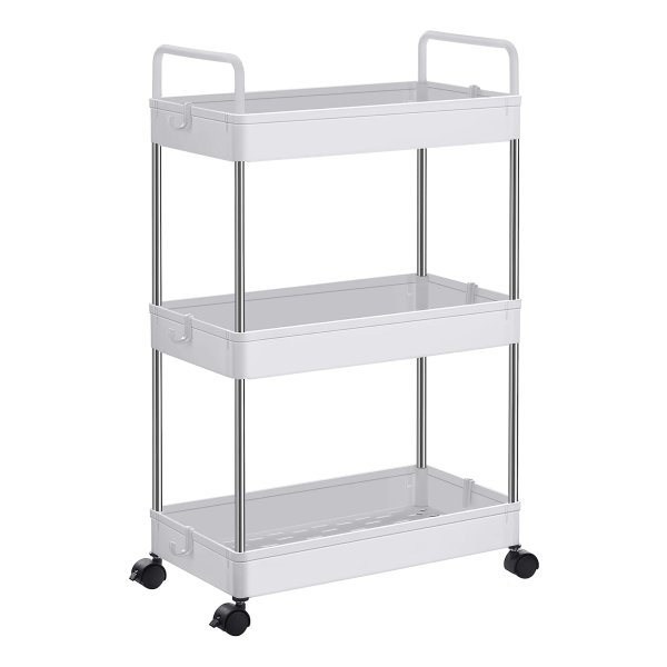 Keukentrolley Met 3 Niveaus, Handgrepen, Wieltjes En 42X22,5X68Cm - Rolwagen İn Wit