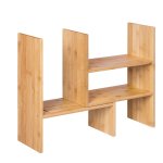 Desktop Organizer, 3 aanpasbare modules, ruimtebesparend doe het zelf tafelrek, kleine boekenkastdecoraties, voor kantoorkeuken en badkamer, natuurlijk bamboe