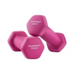 Dumbbells set van 2, 2 x 0,5 kg halters met matte neopreen coating niet-slip fitness krachttraining voor thuisgymroze roze