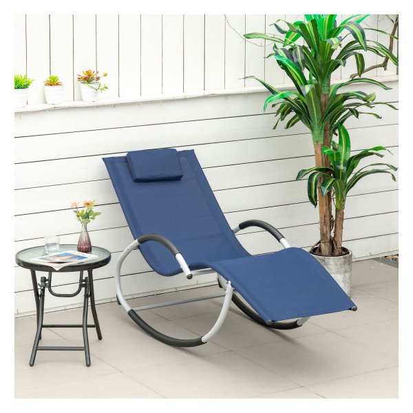Tuinschommelstoel - ComfortMe - Hoofdsteun - Gaas - Blauw