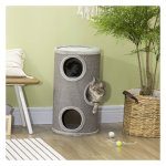 Krabtoren - HappyCat - 3 grotten - sisal - lichtgrijs