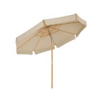 Parasol voor de tuin, 3 m, achthoekig, met zonwering, stang en stutten van hout, kantelbaar, sokkel niet inbegrepen, voor terras, balkon, buiten, taupe