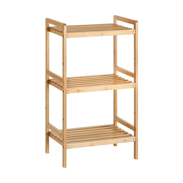 Bambooplank, 3 -laags badkamerplank, boekenkast, 45 x 31,5 x 80 cm, voor woonkamer, slaapkamer, balkon, houten kleur