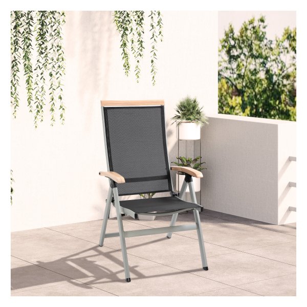 Tuinstoel - Opklapbaar - Aluminium - Zwart