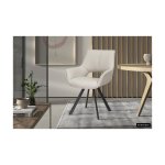 Eetkamerstoel 'Tim' Stof Beige, Poten metaal en bekleding 100% polyester