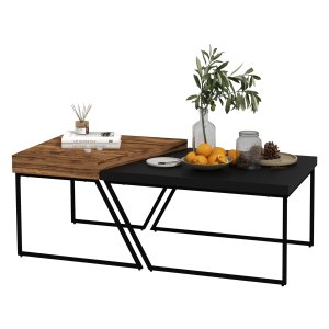 Salontafel – Industrieel - Rustiek design – Zwart