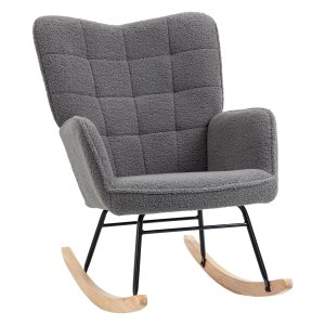 Schommelstoel - Zaza Home - Relax - Lamswolimitatie - Donkergrijs