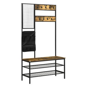 Kapstokrek - Esschert Design - Met schoenenplank – Rustiek bruin