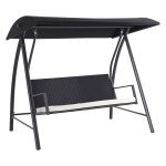 Tuinschommel - Hollywood Swing - Poly rattan - Zwart