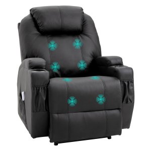 Massagestoel - LuxRelax - Relaxfunctie - Synthetisch leer - Zwart
