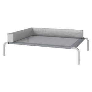 Hondenbed - Verhoogd - L-vormig kussen - Lichtgrijs