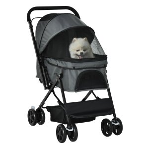 Huisdierenbuggy - Deluxe Pets - Lichtgewicht - Opvouwbaar - Grijs