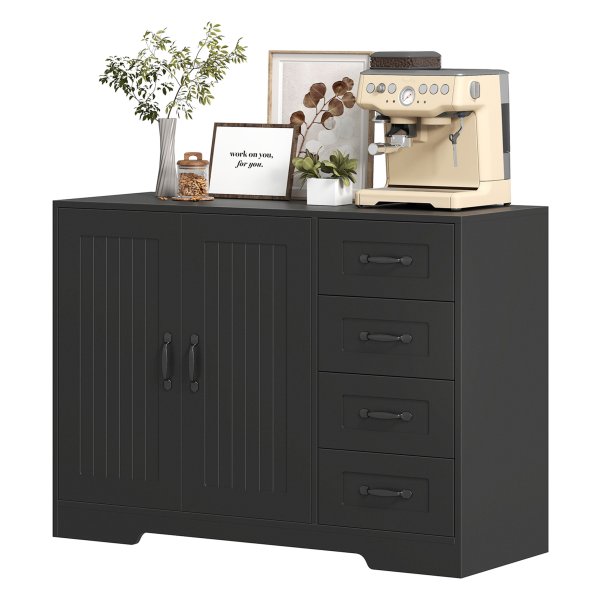 Dressoirkast - Moderne stijl - 4 laden - Zwart
