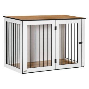 Hondenkennel - LuxePaws - Spaanplaat - Walnoot+Wit