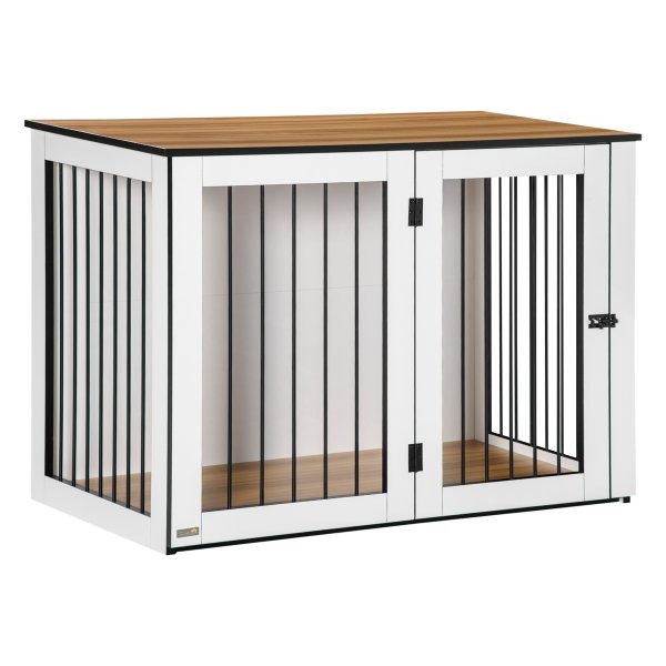 Hondenkennel - LuxePaws - Spaanplaat - Walnoot+Wit