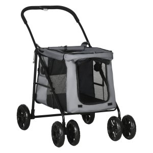 Hondenbuggy - ComfortRide - Inklapbaar - Kattenbuggy - Grijs/Zwart