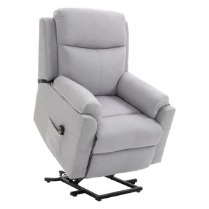 Linnen-touch Elektrische Relaxfauteuil - Opstaande Functie - Lichtgrijs