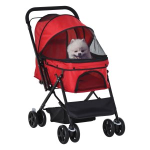 Hondenbuggy - Rode Pet Trolley - Opvouwbaar en ideaal voor wandelingen