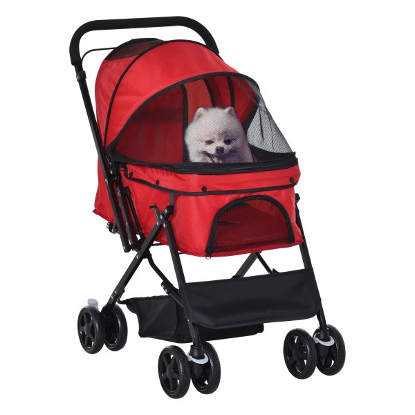 Hondenbuggy - Rode Pet Trolley - Opvouwbaar en ideaal voor wandelingen