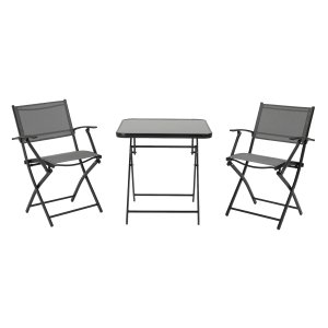 Tuintafelstoelen - Opvouwbaar - Metaalgaas - Zwart/Grijs