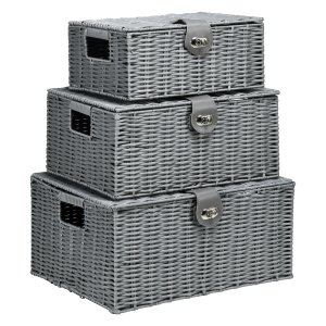 Opbergset - Met deksels en sluitingen - Grijs
