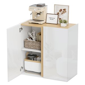 Woonkamer Dressoir - Dressoir met Soft-Close Deuren - Verstelbare Planken - Wit