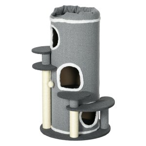 Krabpaal met kattenholen - Kattenmeubel met ligplekken - Grijs