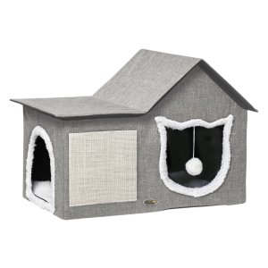 Kattenhol - CozyCat - Krabgedeelte - Dubbele deuren - Grijs