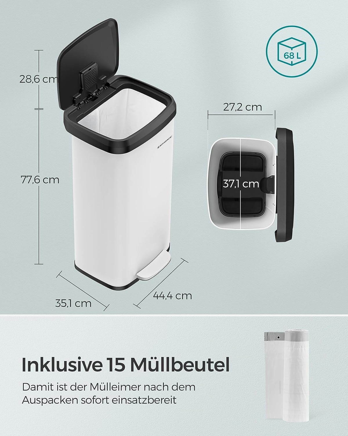 5Five Prullenbak/Pedaalemmer Bamboe- Zwart - Metaal - 30