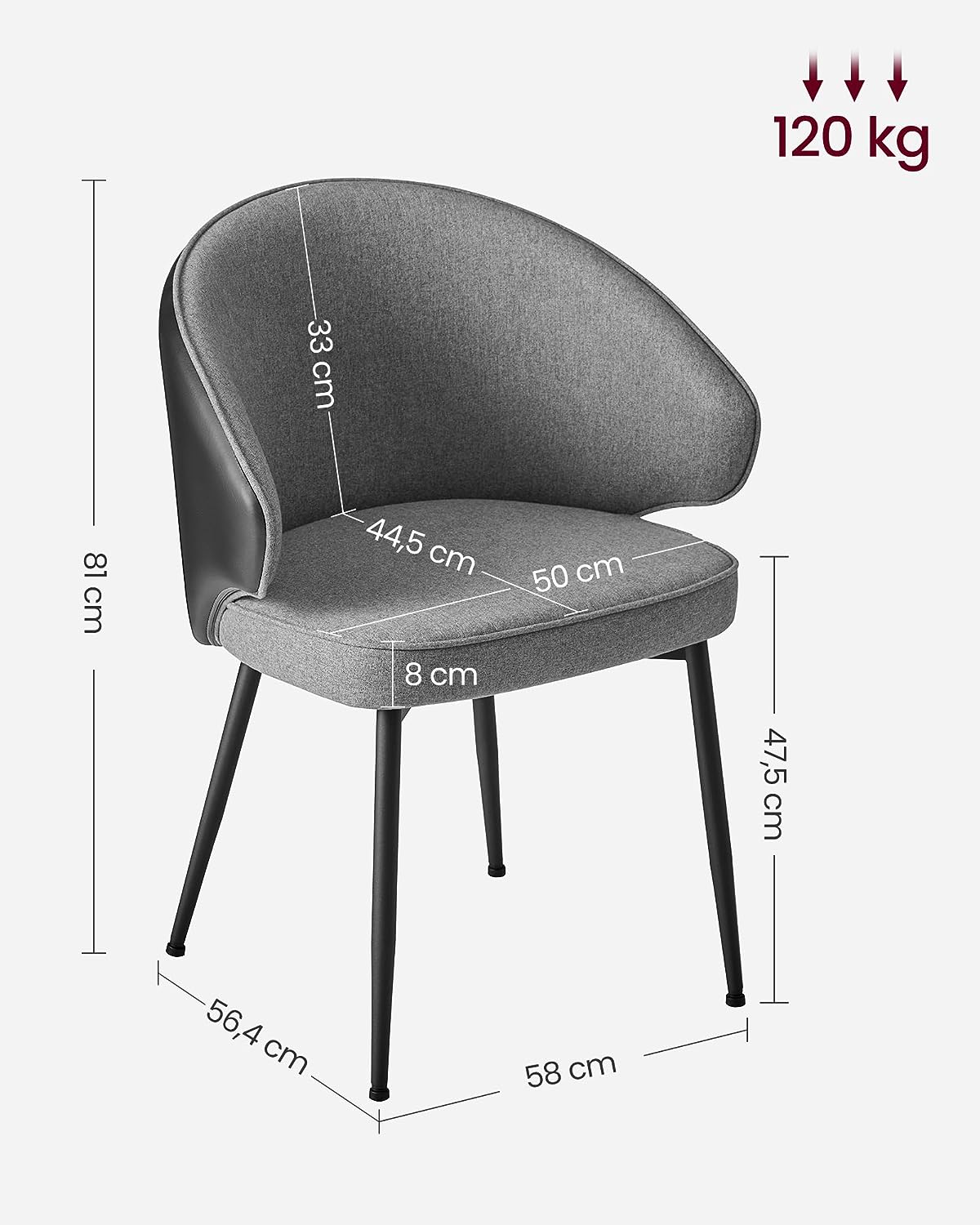 COLAMY Eetkamerstoelen Set Van 2, Ronde Bouclé Eetkamerstoelen Met Metalen Poten Gebogen Rugleuning En Dik Kussen Moderne Gestoffeerde Teddystof Sherpa Keukenstoelen Wit