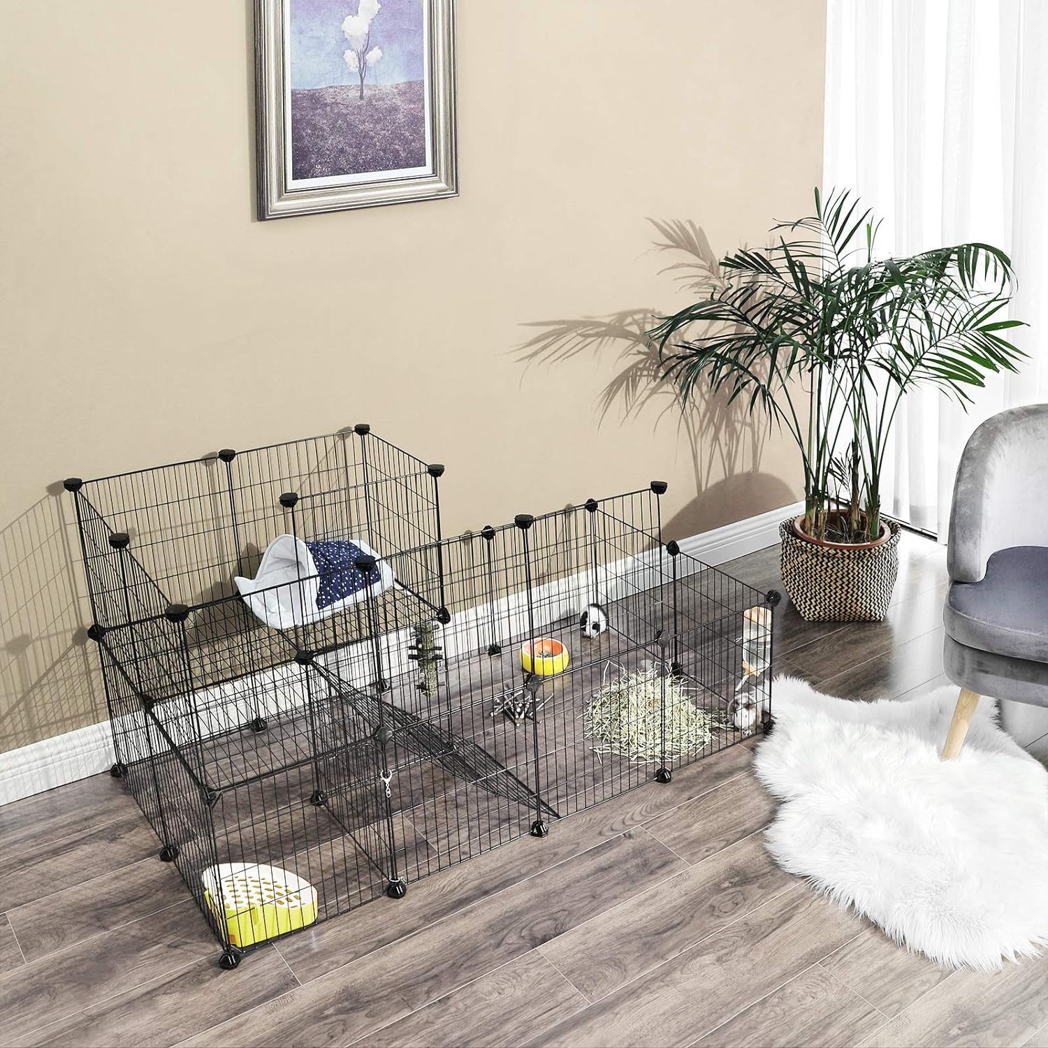PawHut Welpenbox für Hunde, mit wasserdichter und waschbarer Liegematte, klaren Paneelen, 2-Raum-Design, für kleine Hunde PawHut Welpenbox für Hunde, mit wasserdichter und waschbarer Liegematte, klaren Paneelen, 2-Raum-Design, für kleine Hunde