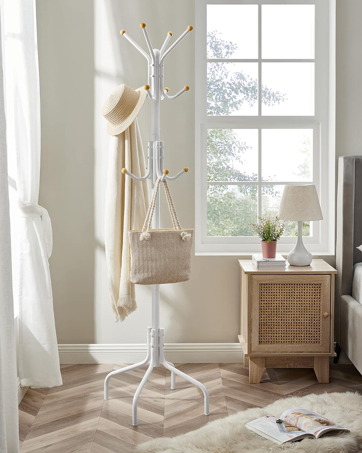 Kapstok, Slaapkamer Kleerhanger Boomkapstok Vrijstaand 12 Haken Staan ​​sterke Winterkleding Kan Ook Met Gemoedsrust Worden Opgehangen (Color : Noir