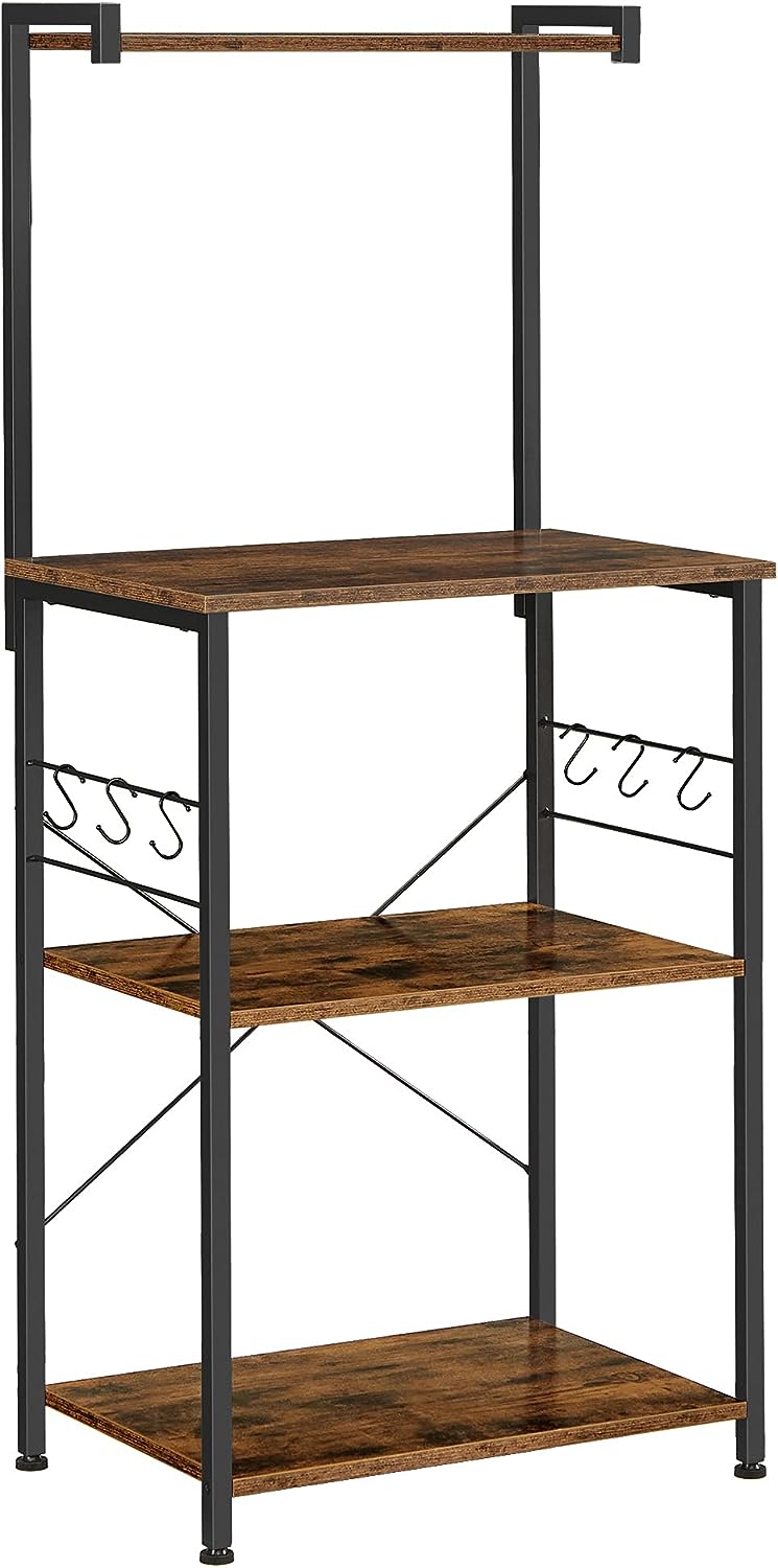 HOOBRO Spice Rack Kitchen Rack 3 Tier Desk Organiser for Kitchen Worktop Desk Study Office Vintage Brown EBF02TL01