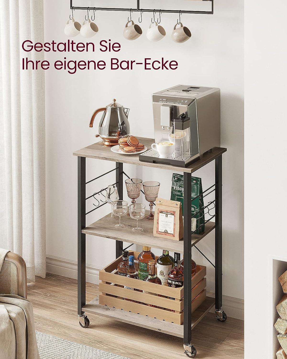 Helloshop26 - Serveerwagen met wielen 3 stalen manden 785 x 46 x 35 cm zwart 03_0006800