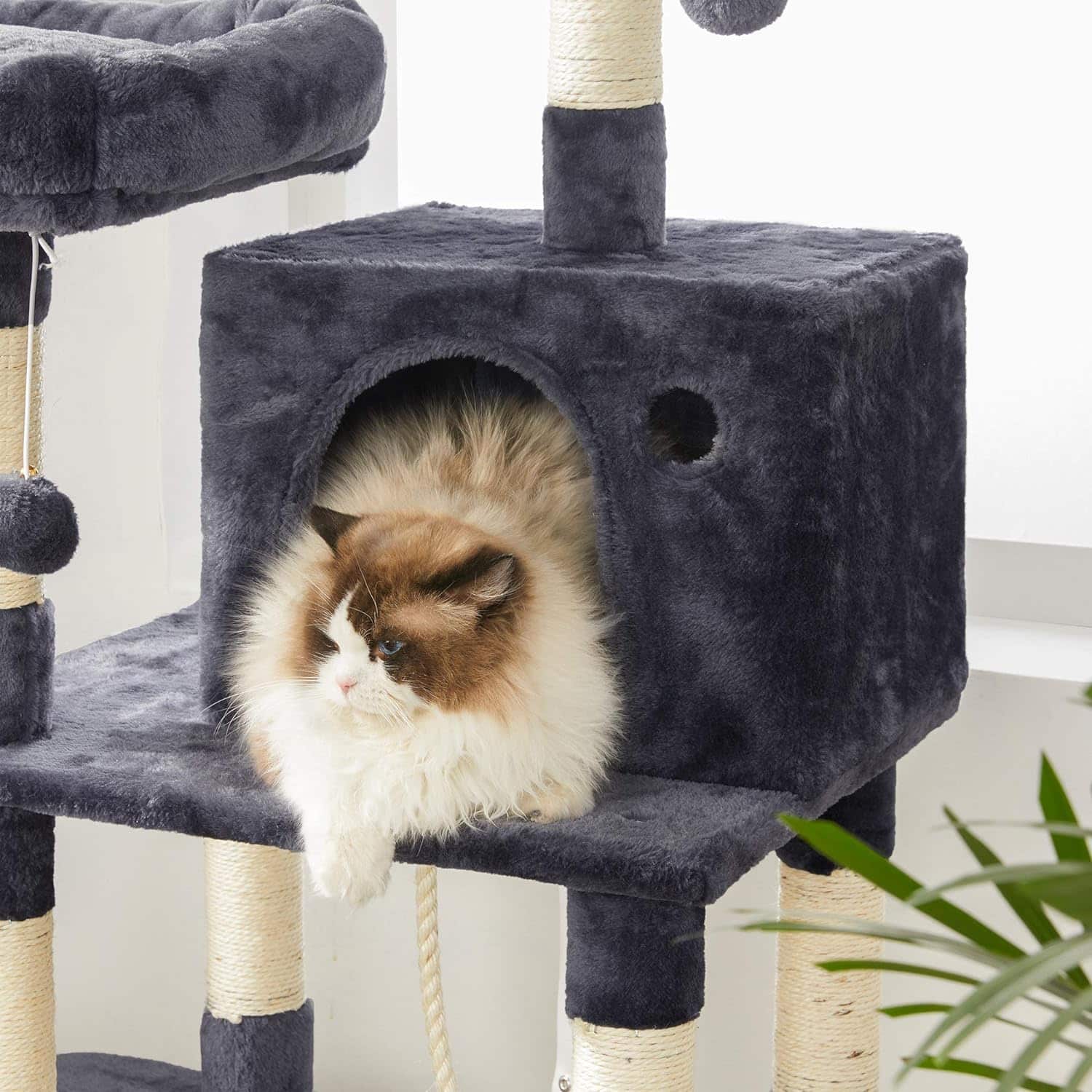 Krabpaal, Kattenboom Met Bontballen, 150 Cm, Lichtgrijs