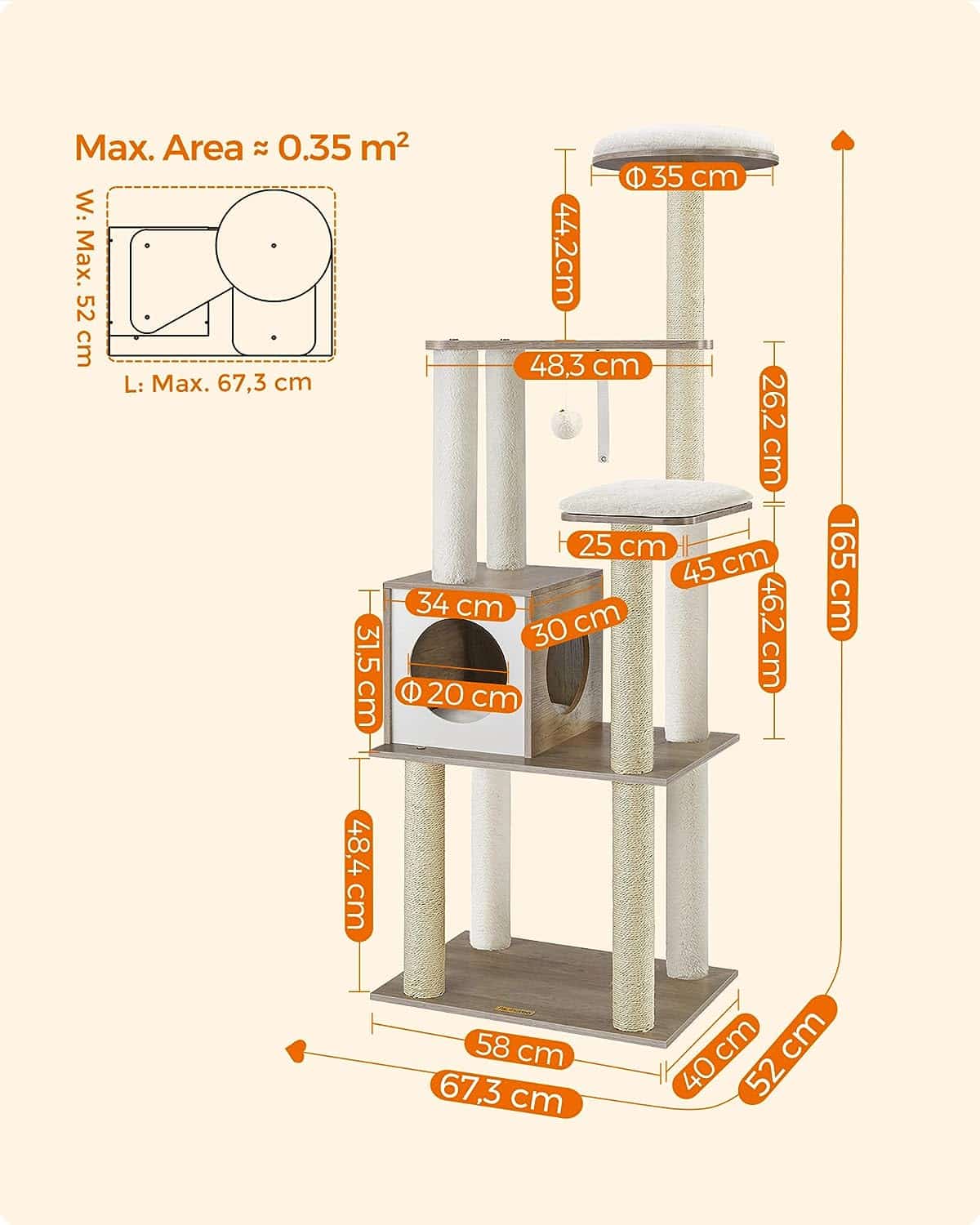 YITAHOME Kattenboom voor grote katten binnenshuis, XXL