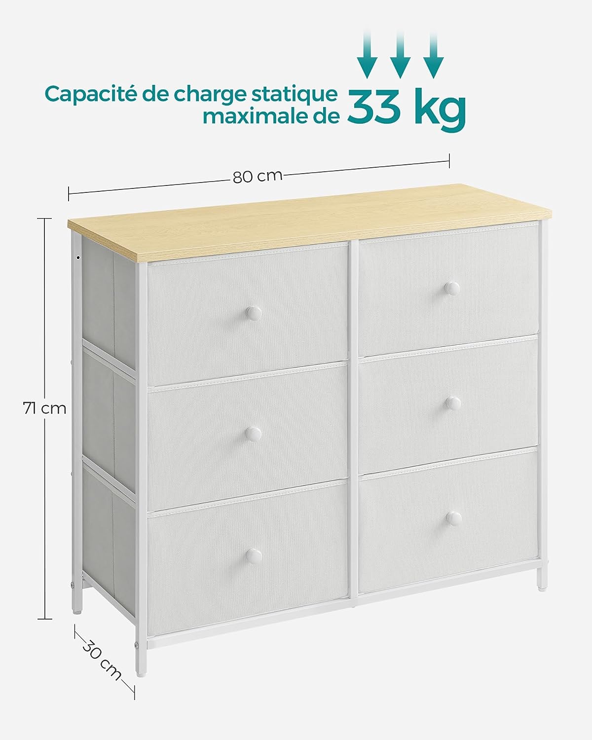 Mintnook Commode, Opbergkast, Commode met Laden, Ladekast met Handvatten, Commode Kast met Houten Blad en 9 Lades, Kleerkast voor Slaapkamer, Wit