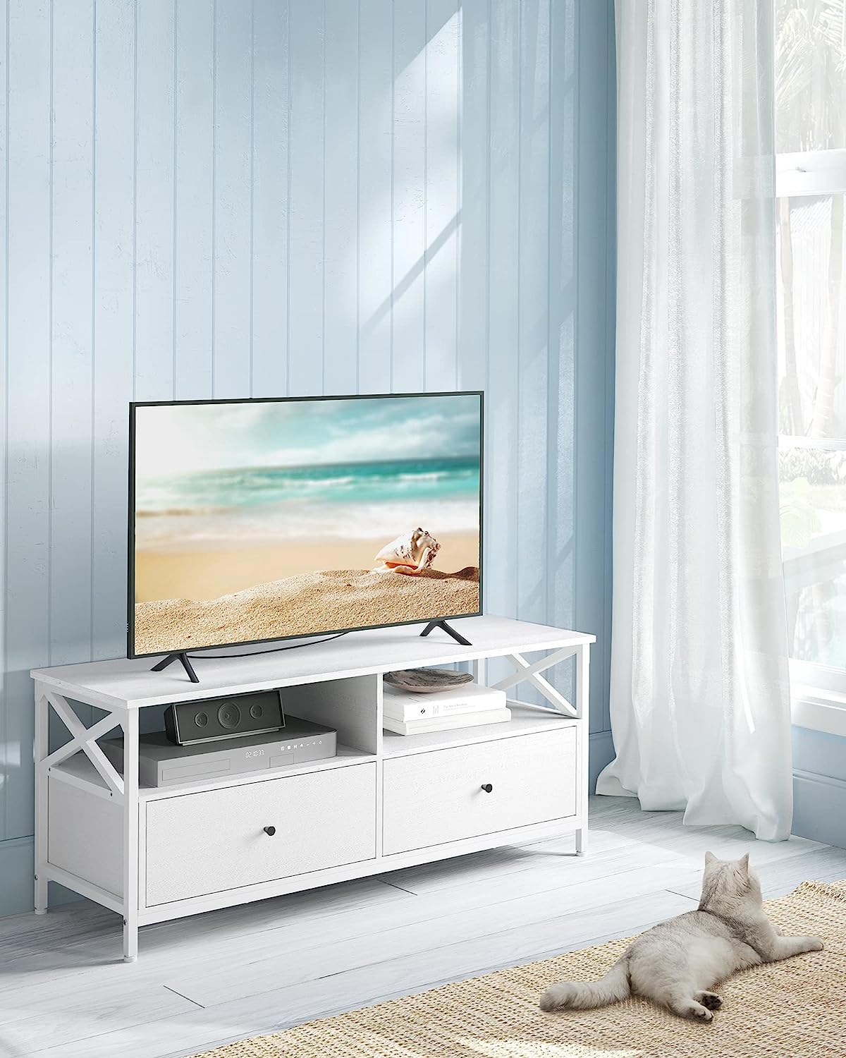 FOREHILL Lowboard TV Cabinet White TV Cabinet TV Cabinet TV Bench TV