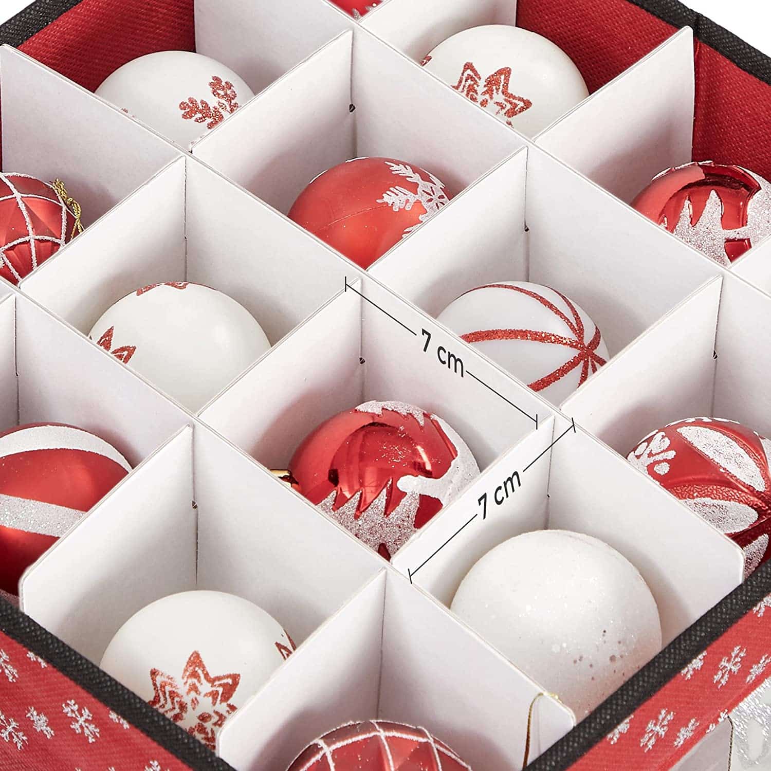 Nomiou Kerstversiering opbergdoos, opbergdoos voor kerstballen, 64 compartimenten, ornamentdecoraties