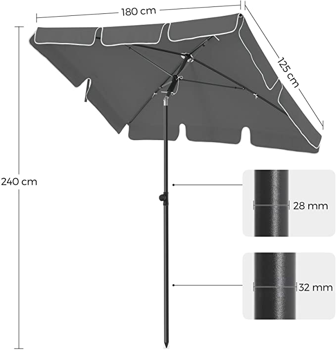 Yaheetech 326,5 cm Parasol met zwengel, balkonscherm